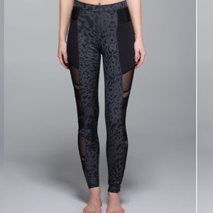 lululemon Black & Charcoal Animal Print Mesh Panel Leggings